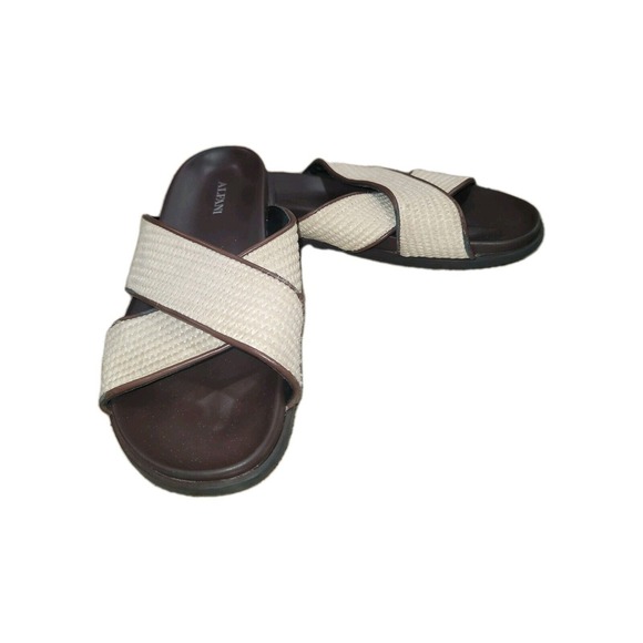 Alfani Men's Whitter Faux-Raffia Crossed Strap Sandals Size 10M Summer‎ Beachy - Picture 1 of 7
